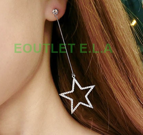 84mm HIGH QUALITY CZ STAR SOLID SILVER EARRINGS